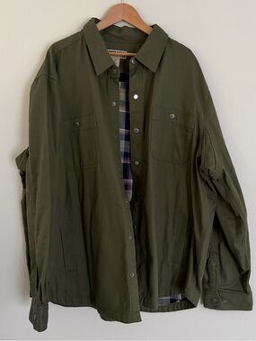 DULUTH TRADING CO XXXL 3XL Fire Hose Limber Jacket Dark Green Flannel Lined